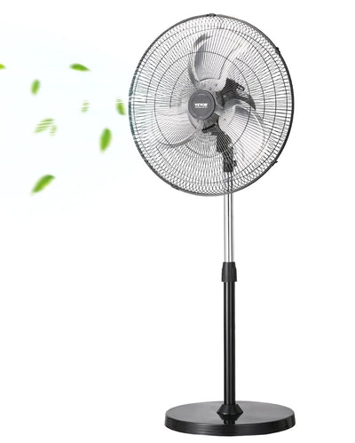 VEVOR 18" Industrial Pedestal Fan 3-Speed Oscillating Fan Height Adjustable