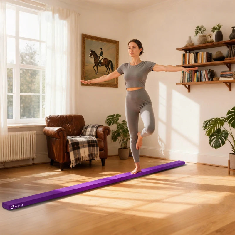 Soozier 7ft Folding Balance Beam, Gymnastics Beam with Wood Core, Purple