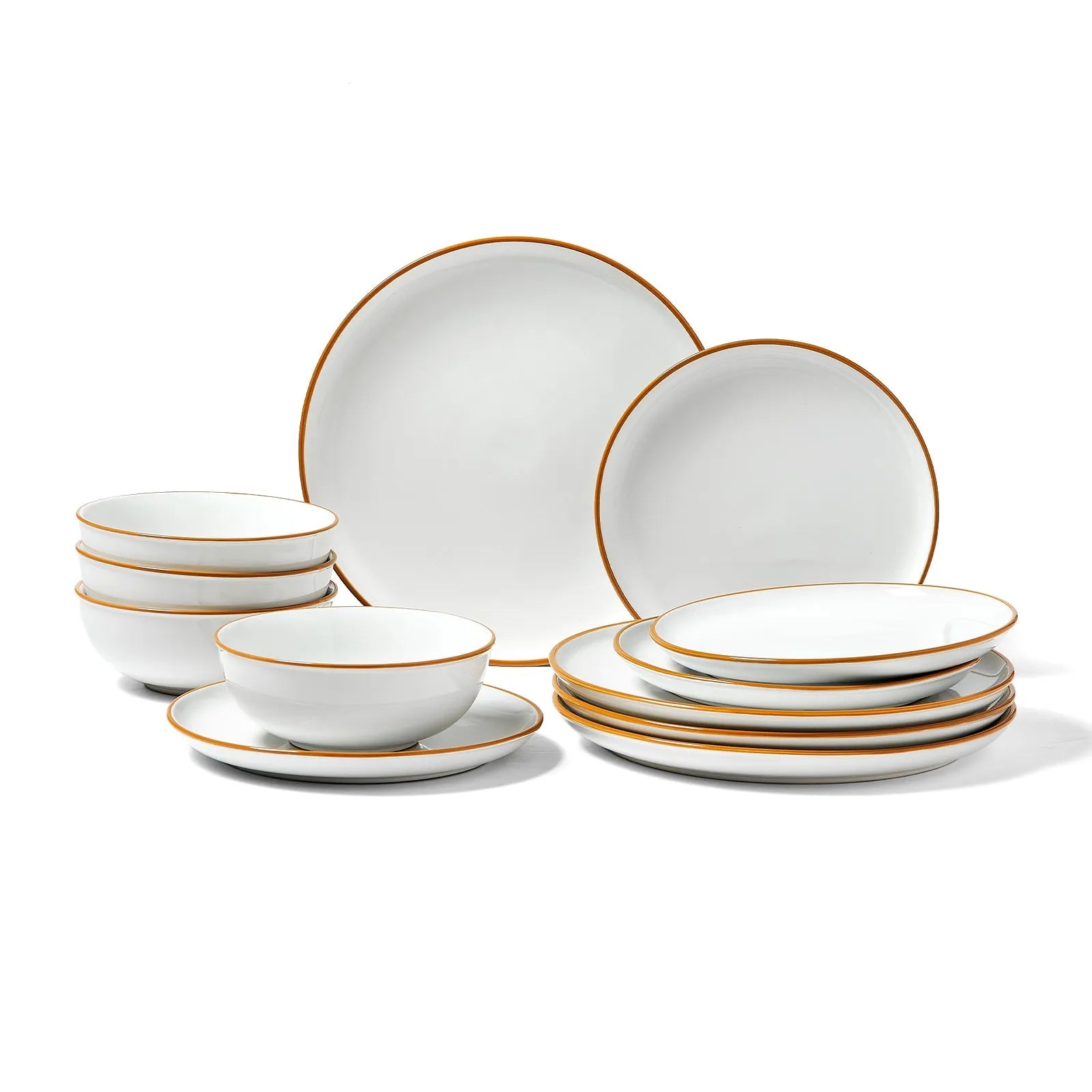 VEVOR 12 PCS Dinnerware Set Ceramic Plates and Bowls Sets Service for 4 White