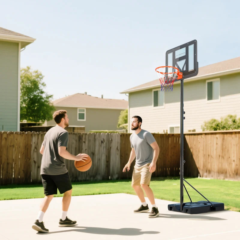 Soozier Basketball Hoop Outdoor, 4.6-10ft Portable Basketball Goal with Wheels and 43" Backboard, for Teenagers Youth Adults
