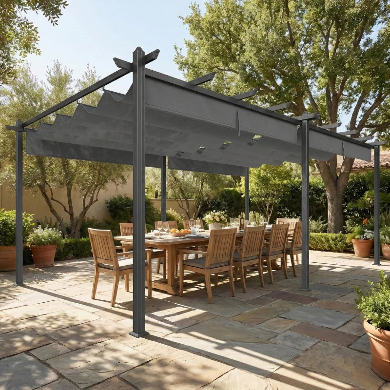 11.7' x 19.6' Retractable Pergola Canopy, Aluminum Pergola for Grill, Patio, Garden, Deck