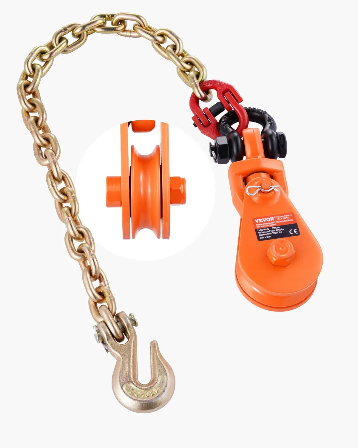 VEVOR 2 Ton 3" Snatch Block Chain Flatbed Tow Truck Rollback Car Carrier Cable