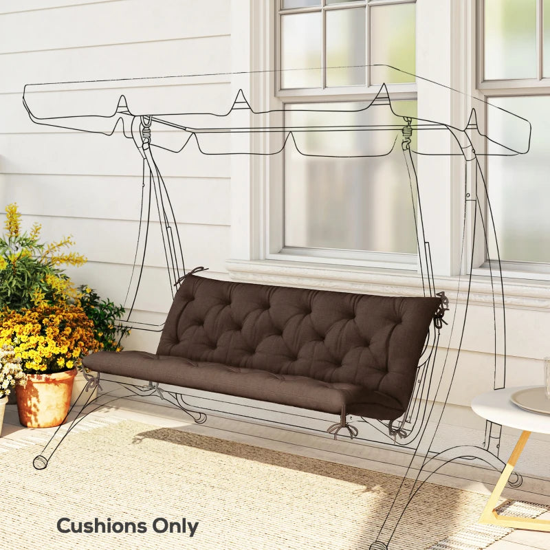 3-Seater Outdoor Bench Swing Chair Replacement Cushions for Patio Garden, Coffee