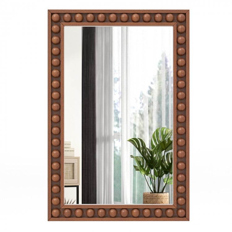 24 x 36 Inches Rustic Wall Mirror with Solid Wood Frame for Living Room Bedroom-Brown