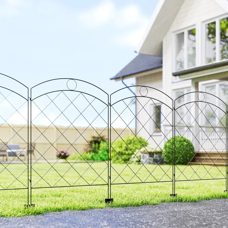 4 Pack Garden Fencing for Yard, Decorative Fence Panels as Animal Barrier and Flower Edging, Circle, Black