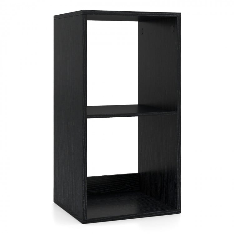 2 Cube Bookshelf with Back Guardrail for Living Room Bedroom-Black