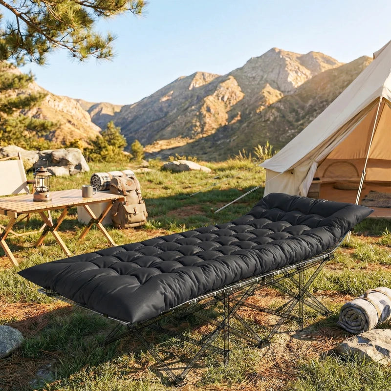 Sleeping Mat, Camping Mattress Pad with Elastic Straps, Black