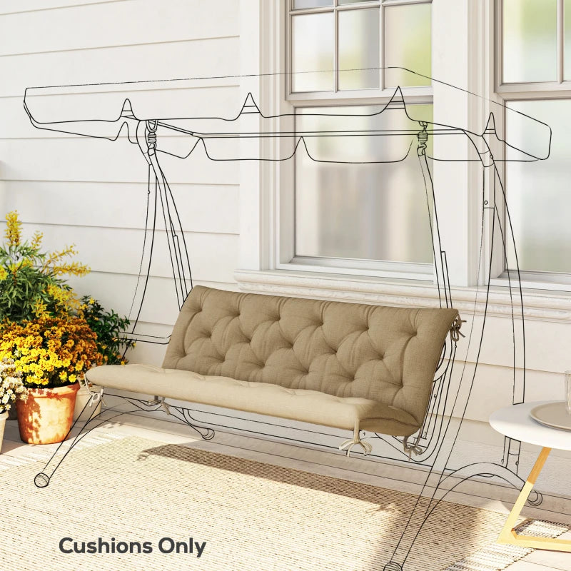 3-Seater Outdoor Bench Swing Chair Replacement Cushions for Patio Garden, Beige