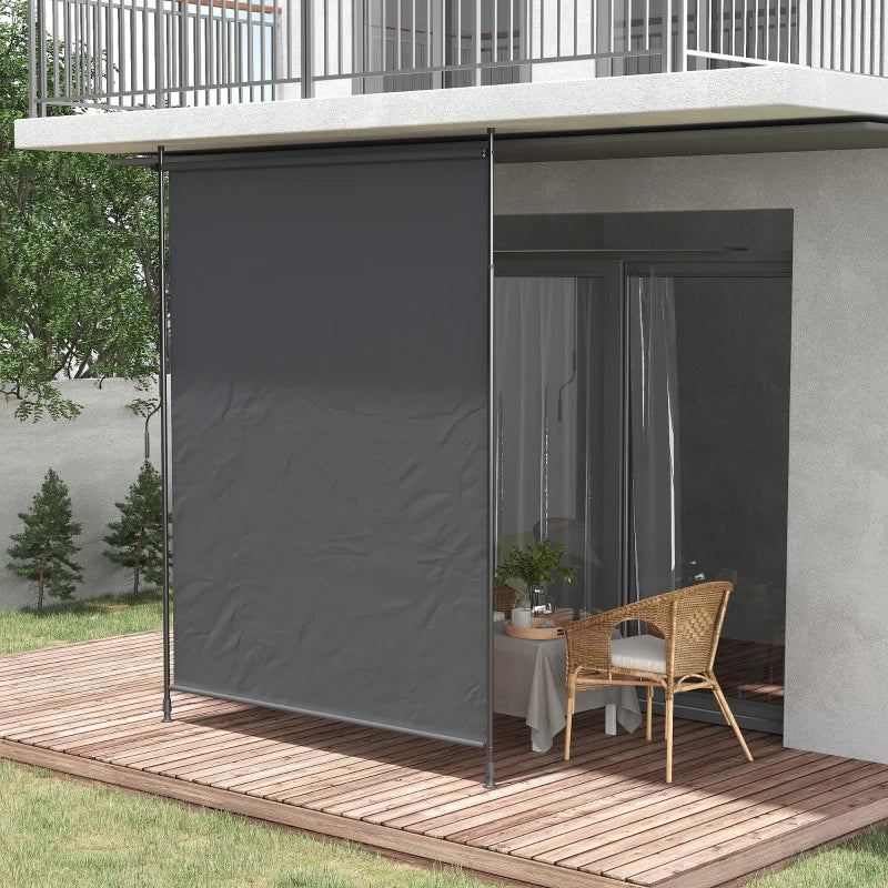 7' x 10' Retractable Patio Awning, Manual Outdoor Privacy Screen with UPF40+ & Water-Resistant Fabric, Grey