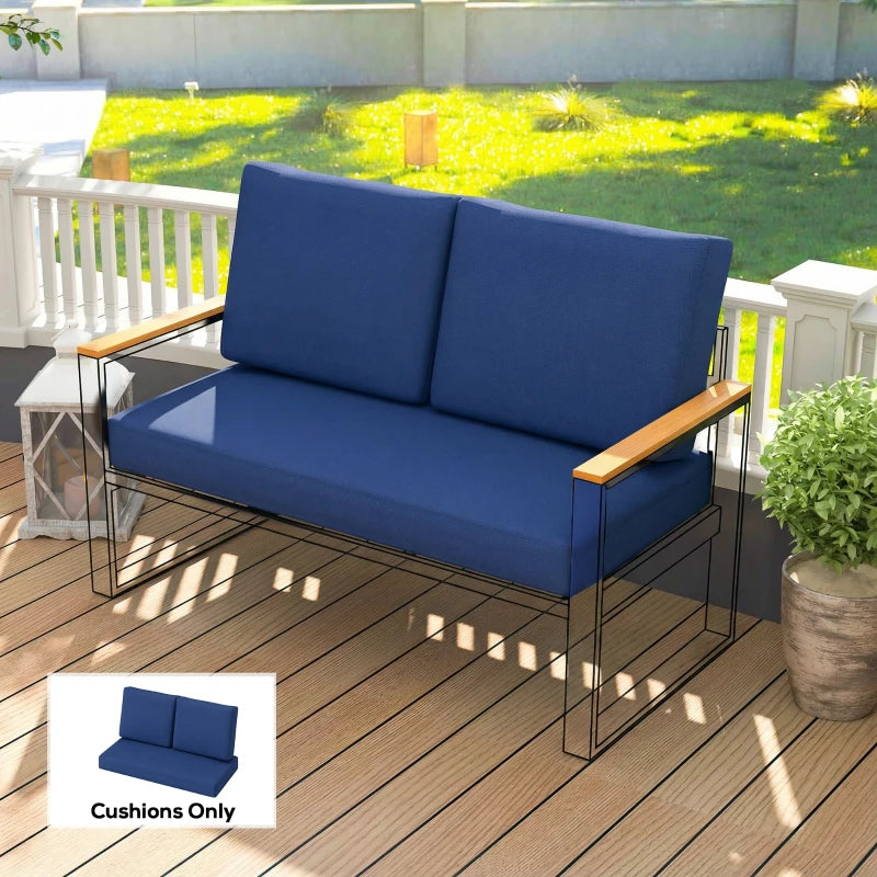 2 Seater 5" Thick Outdoor Seat Cushions with 7" Backrest, Loveseat Outdoor Furniture Cushions, Navy Blue