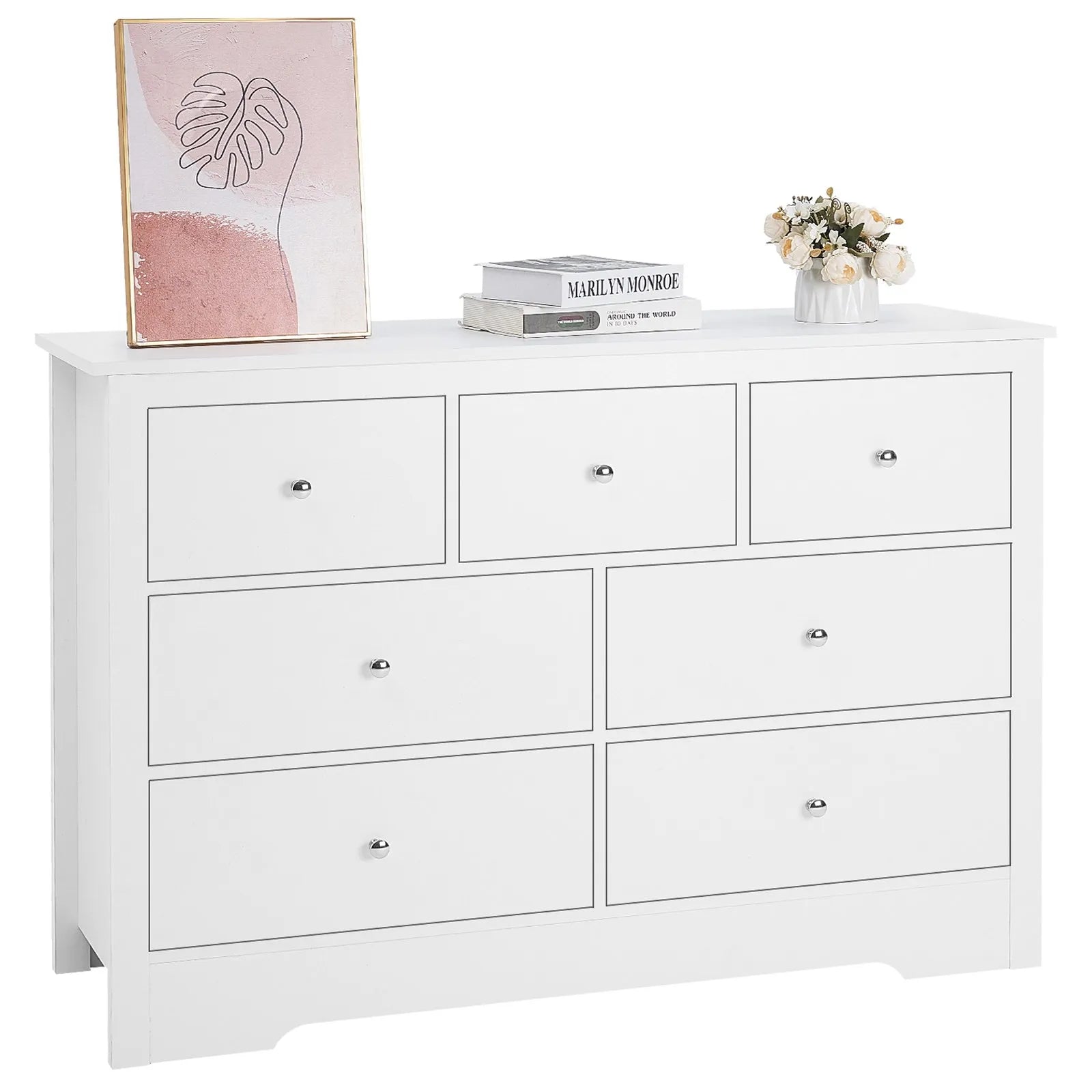 VEVOR 7 Drawer Dresser Wooden Chest of Drawers with Sliding with Anti-tip Device