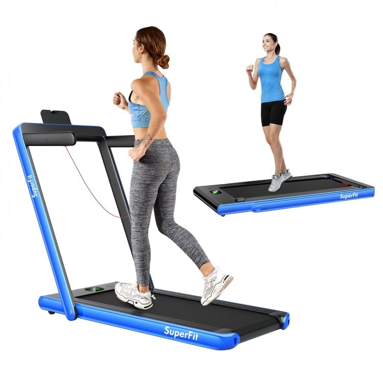 2.25HP 2 in 1 Folding Treadmill with APP Speaker Remote Control-Navy