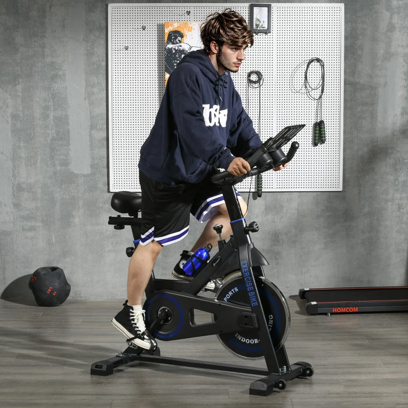 Soozier Adjustable Upright Stationary Exercise Bike w/ LCD Display, Indoor Cycling Bike for Home w/ Adjustable Resistance, Black
