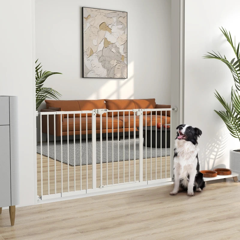30 Inch Tall Pet Gate with Door Dog Gate and Barrier Indoor for Stairs Includes 7", 8", 12" Extensions Kit