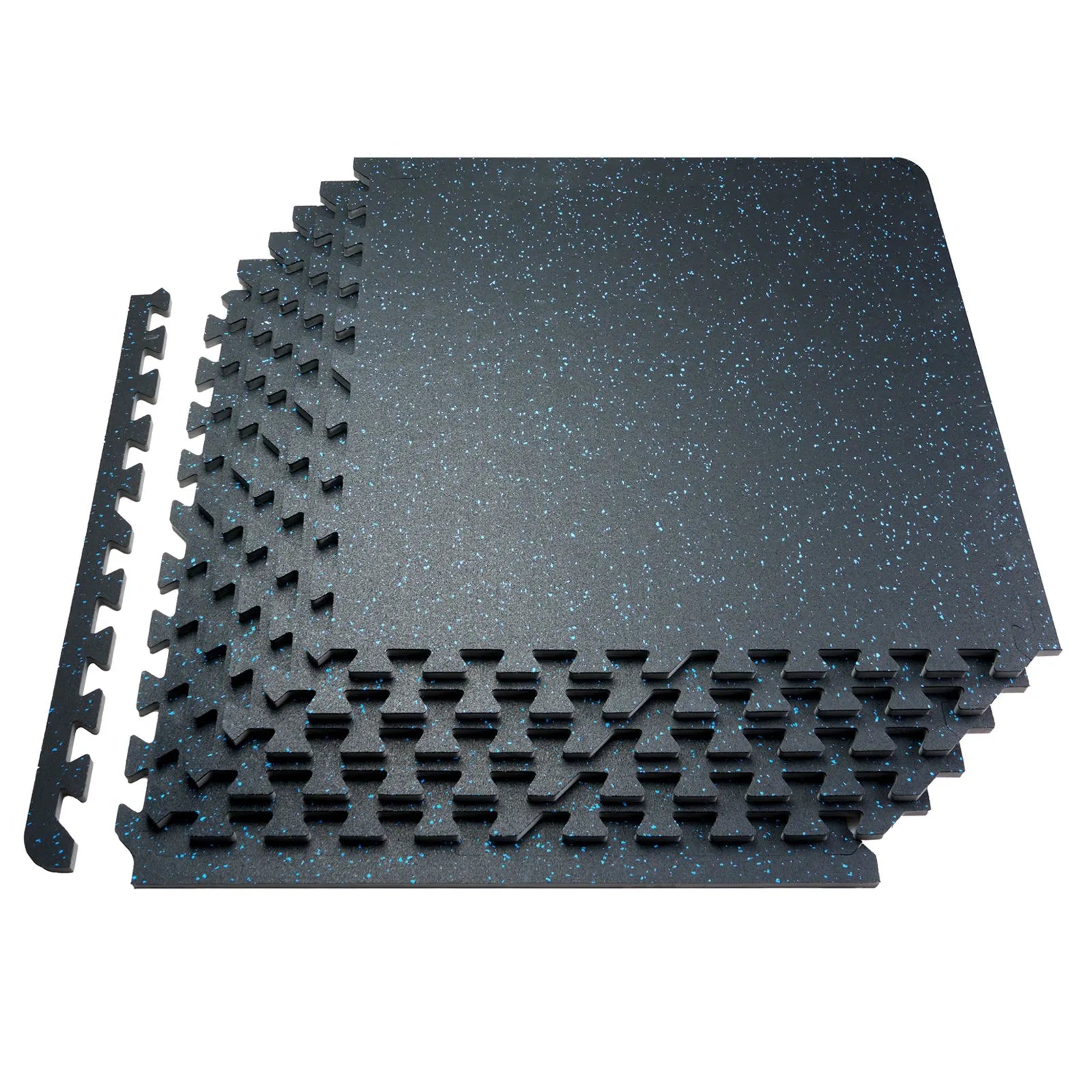 VEVOR 0.56" Thick Gym Floor Mats 6 Tiles Rubber Top with EVA Foam Black & Blue