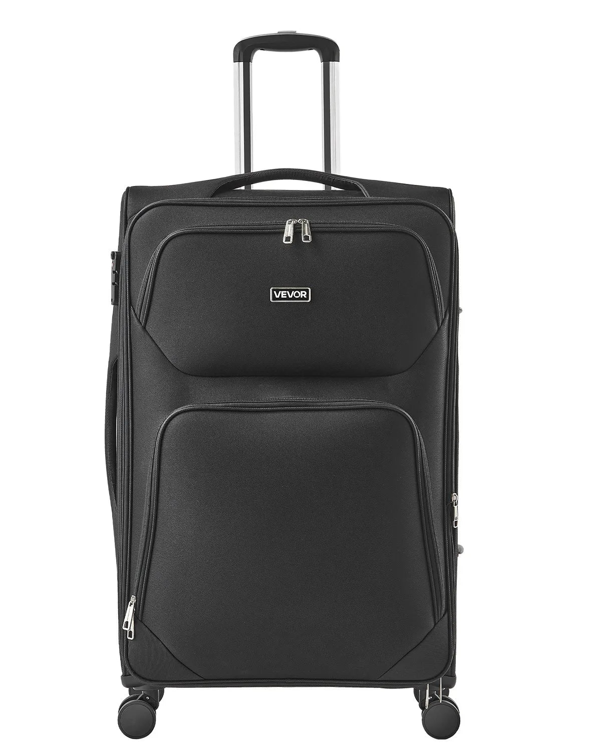 VEVOR 28" Softside Expandable Luggage with Spinner Wheels Checked Suitcase Black