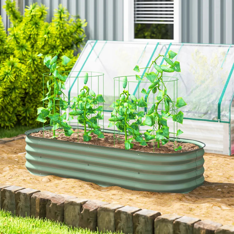 4.9 x 2 x 1ft Galvanized Raised Garden Bed Kit, Metal Planter Box with Safety Edging, Green