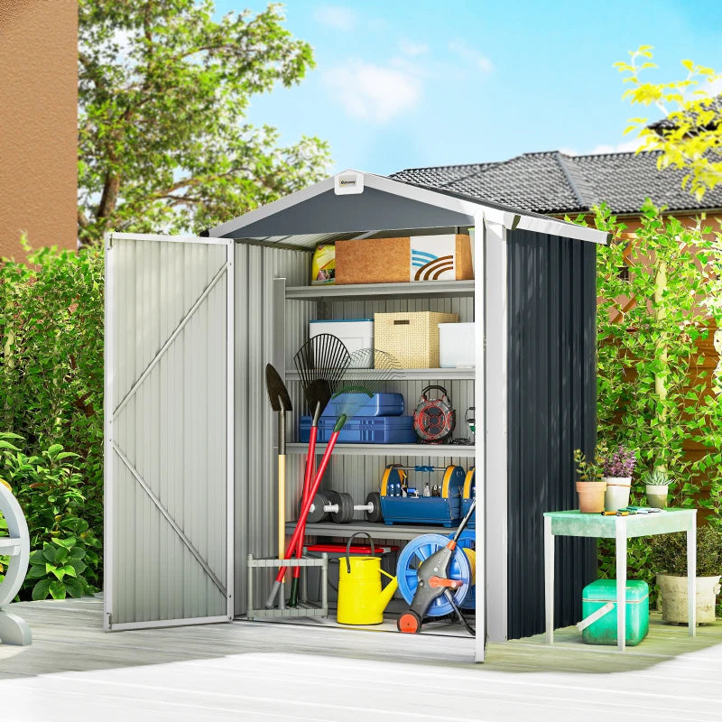 4.4' x 3' Outdoor Storage Shed with Double Doors, Metal Garden Shed for Backyard Patio