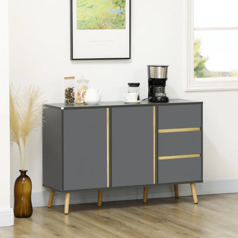 Sideboard Buffet Cabinet with Adjustable Shelves - Dark Grey
