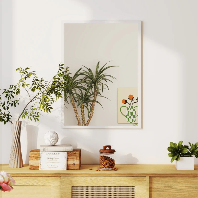 22" x 30" Bathroom Mirror for Wall, Rectangular Mirror for Living Room, Bedroom, Entryway, White