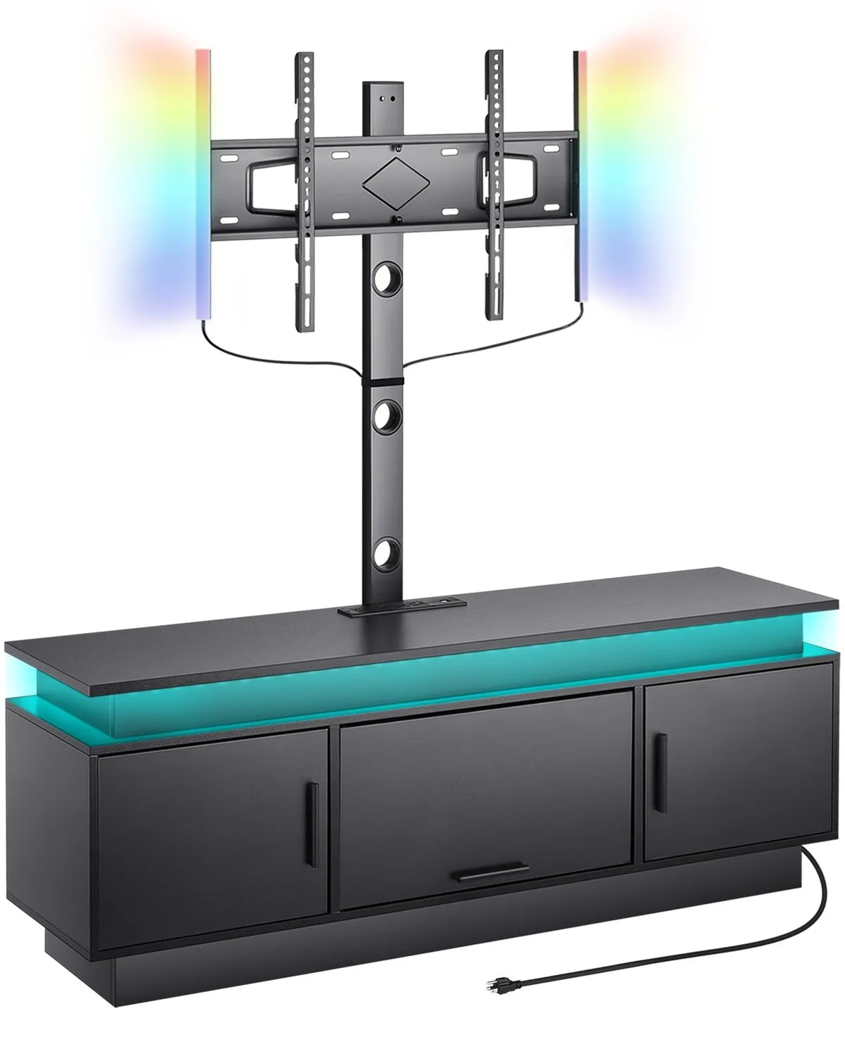 VEVOR 60" TV Stand with Mount for up to 75 in TVs with Power Outlet & LED Lights