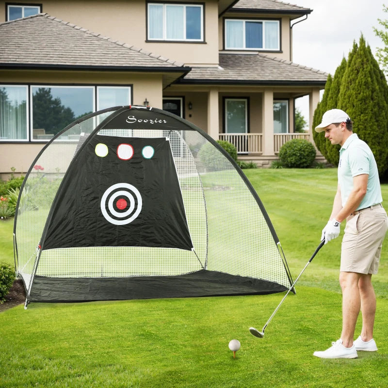 Soozier Golf Net, 10 x 6ft Golf Practice Net for Backyard Driving, Multi-Target Golf Hitting Net, Indoor, Outdoor