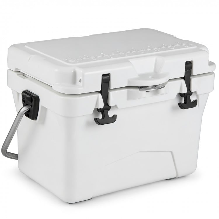 20 Quart Portable Hard Cooler with Built-in Ruler and Bottle-White