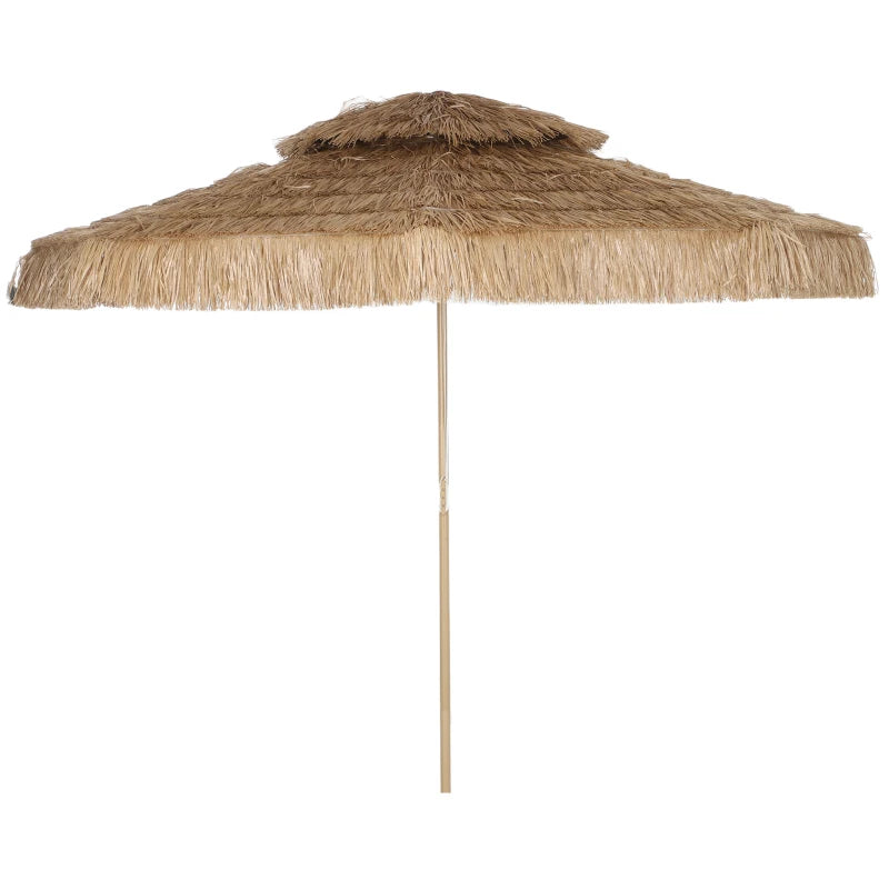 10 ft. Hula Thatched Tiki Patio Outdoor Umbrella with 8 Ribs, UPF30+, for Garden, Backyard, Deck, Pool, Natural