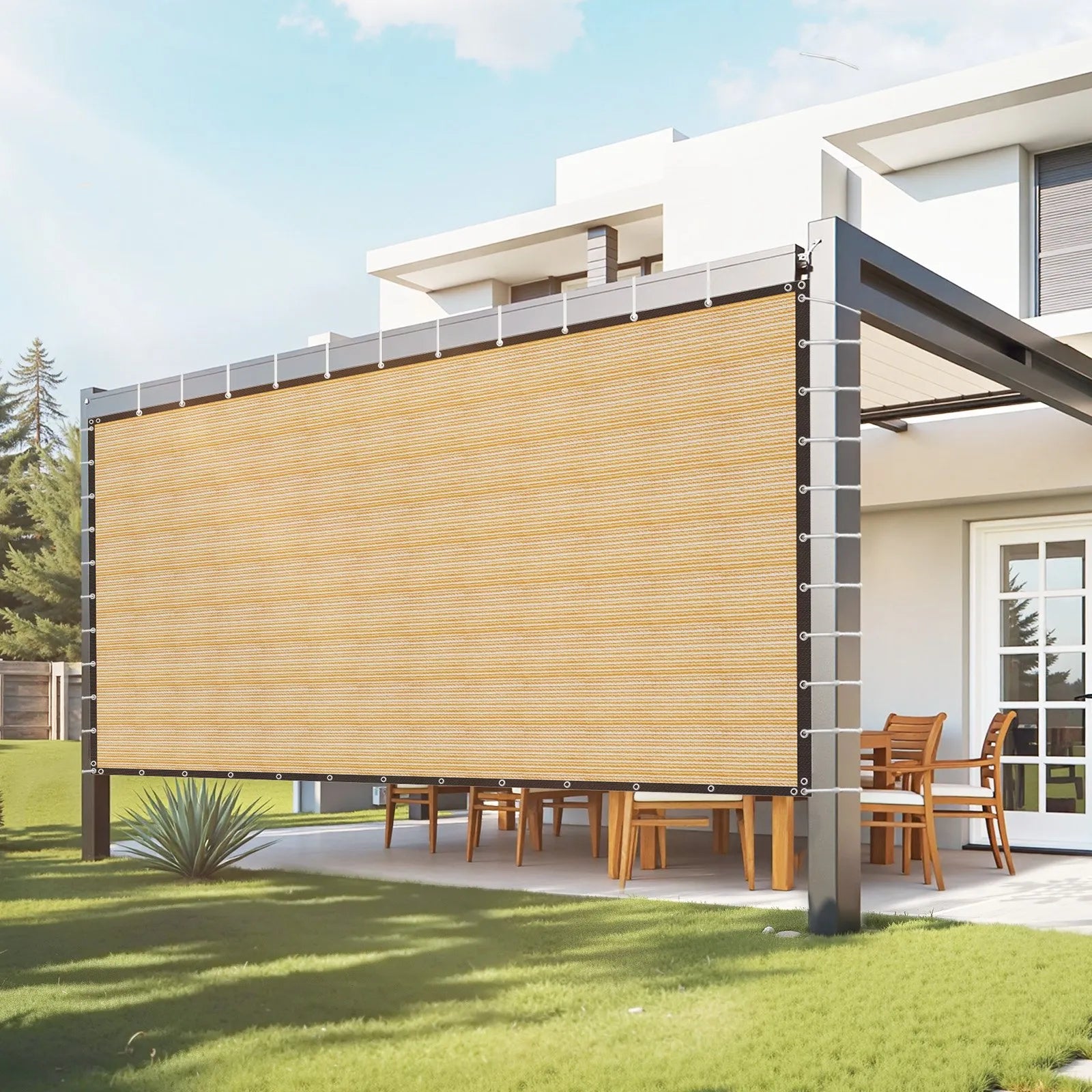 VEVOR 90% Sun Shade Cloth Privacy Screen 12 x 20 ft for Patio Garden (Beige)