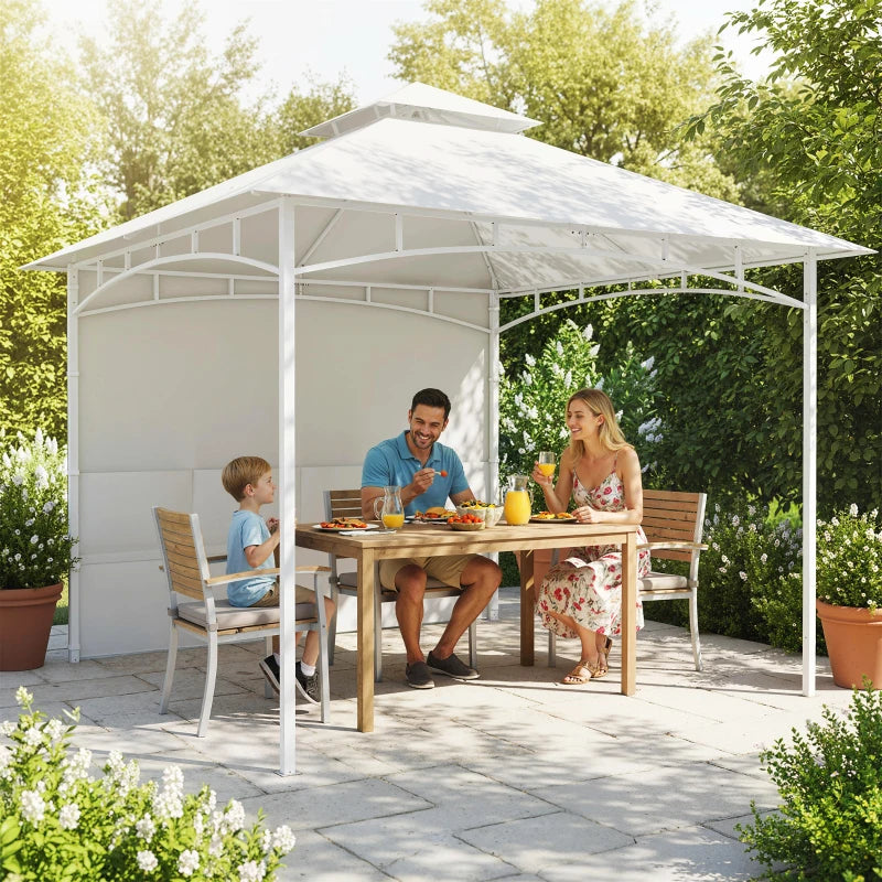 10' x 10' Patio Gazebo, Double Roof Outdoor Gazebo Canopy Shelter with Storage, Hook, Metal Frame, Cream White