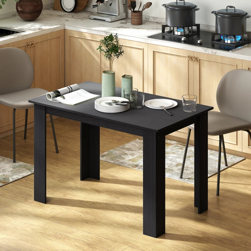 47" Kitchen Table for 4-6 People, Dining Table with Wood Effect for Dining Room, Black