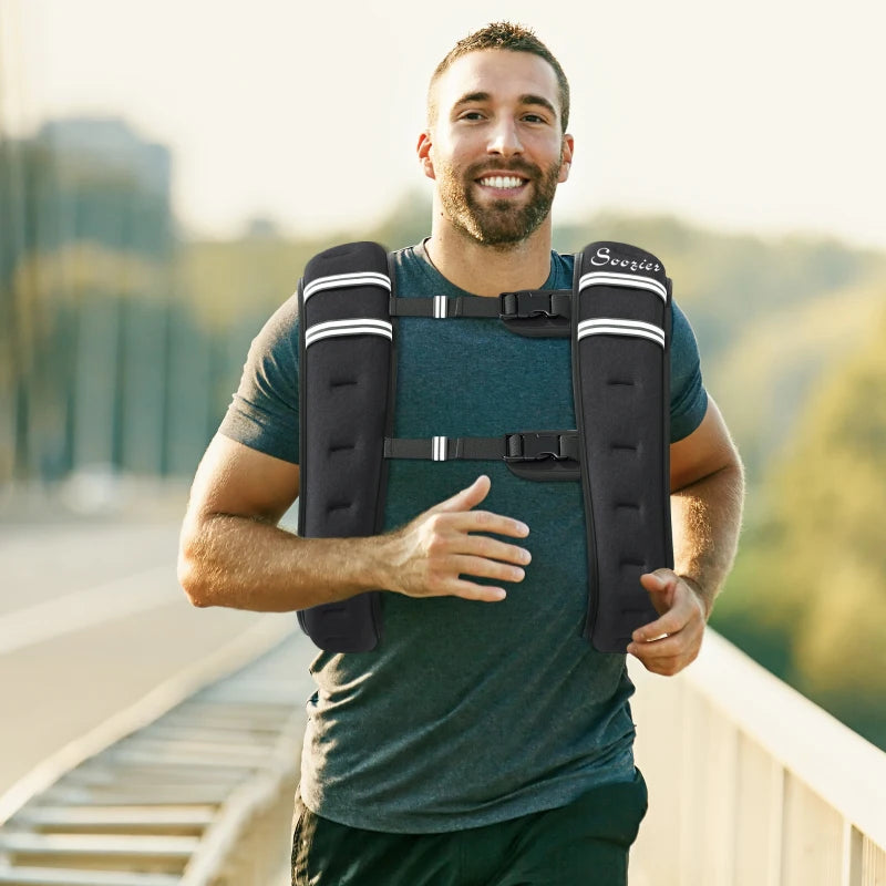 Soozier 22 lbs Weighted Vest, Weight Vest with adjustable Straps, Convenient Pocket and Reflective Strips, Fit for Men Women