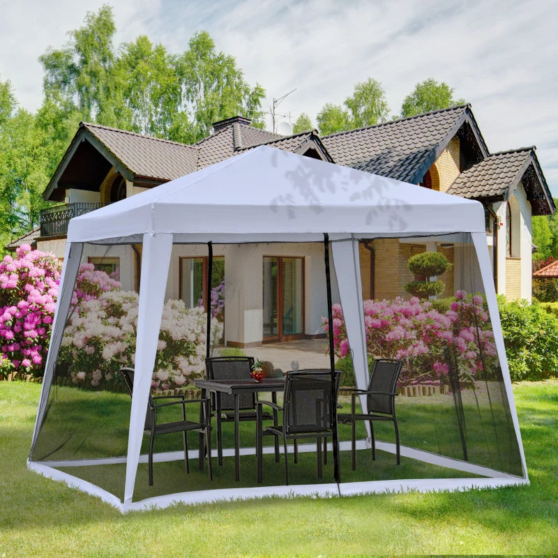 10x10ft Gazebo Tent with Netting Patio Canopy Outdoor Party Activity Sun Shade Garden Sun Shelter, Grey