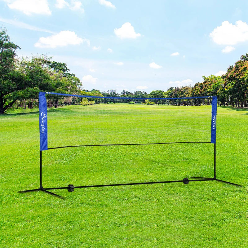 Soozier 10ft Badminton Net, Height Adjustable Outdoor Sports Net with Carry Bag, for Tennis, Pickleball and Volleyball, Blue