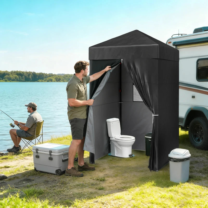 4 x 4 ft Compact Pop Up Canopy Tent, UPF 50+ Changing Room, Portable Instant Privacy Canopy with Mesh Window, Black