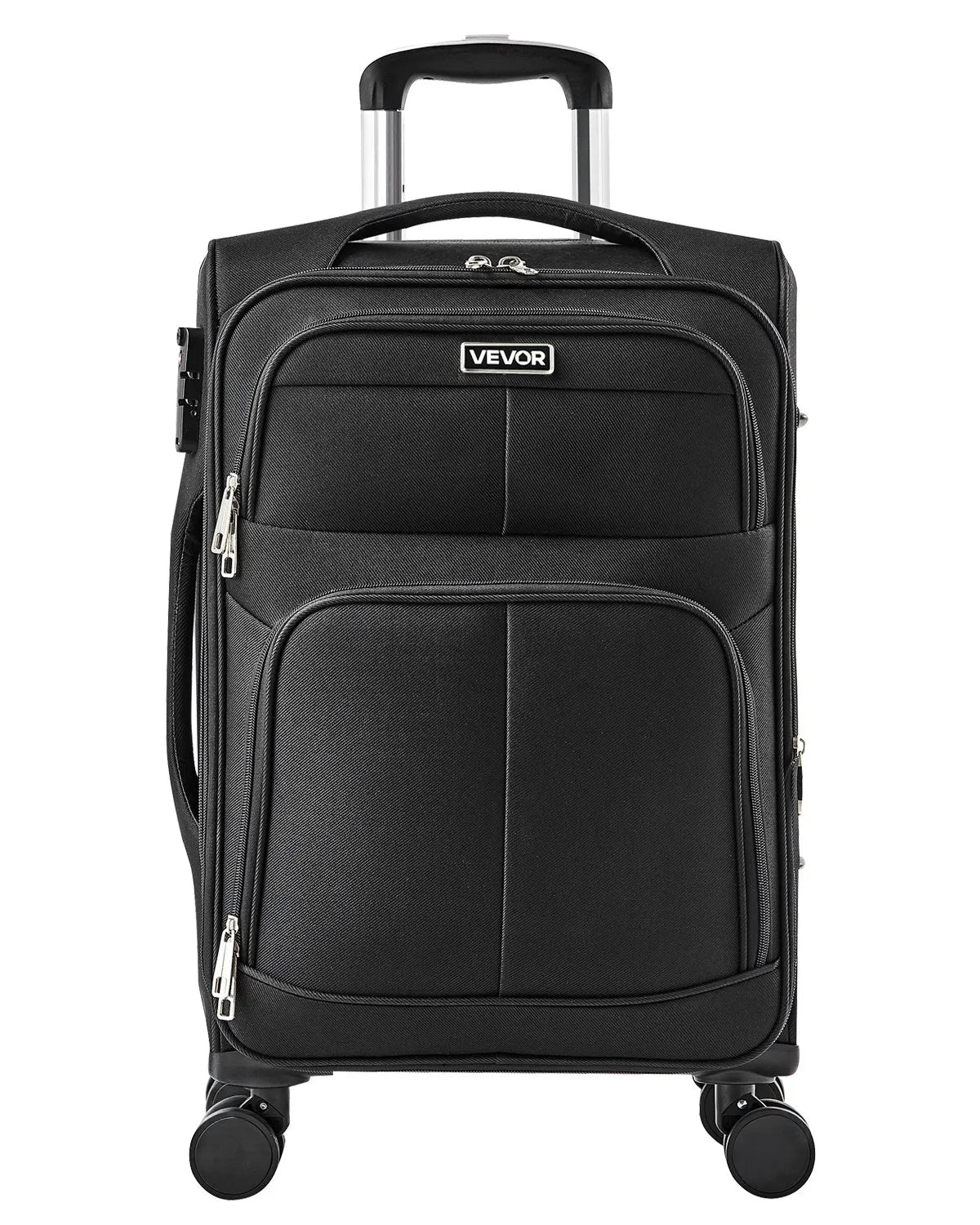 VEVOR 20" Softside Expandable Luggage with Spinner Wheel Carry on Suitcase Black
