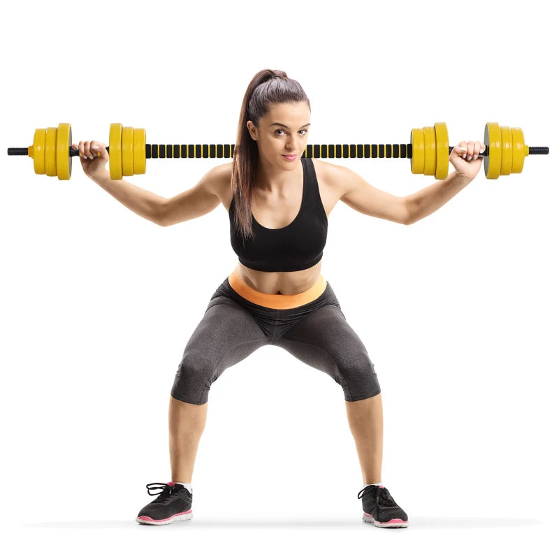 Soozier Dumbbell & Barbell Adjustable Set 44lbs Plate Bar Clamp Rod for Strength Training, Full Body Workout, Muscle Building Men Women Home Gym Sports Area Exercise Ergonomic