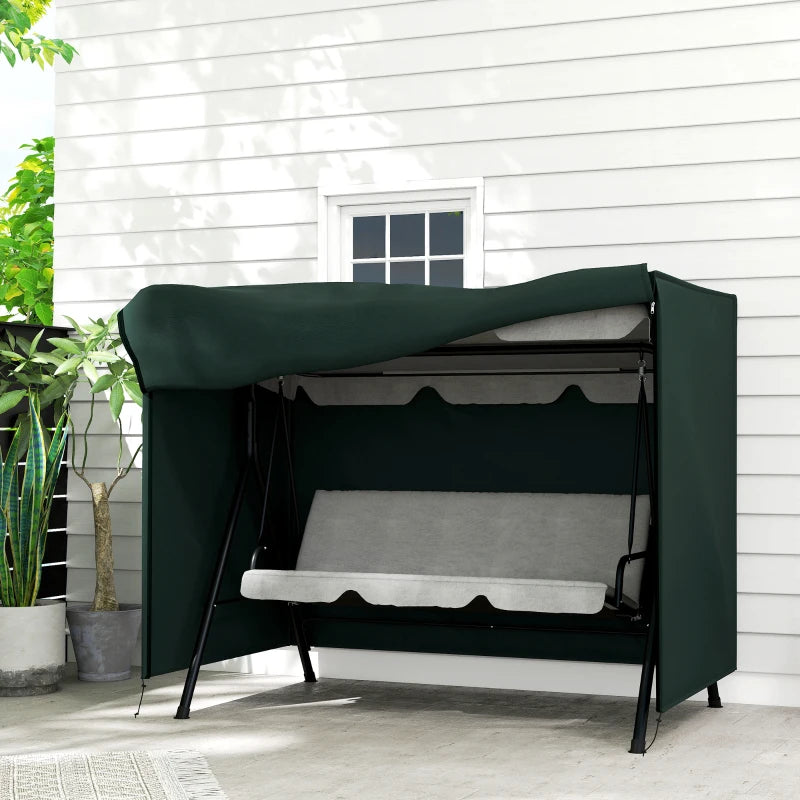 3-Seater Patio Swing Cover, Outdoor Garden Furniture Protection Hammock Glider Cover, 81" x 49" x 65", Dark Green