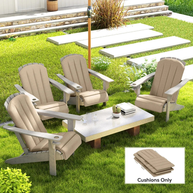 Set of 4 Patio Chair Cushions, High Back Adirondack Chair Cushion with Ties, High-Density Foam, Beige