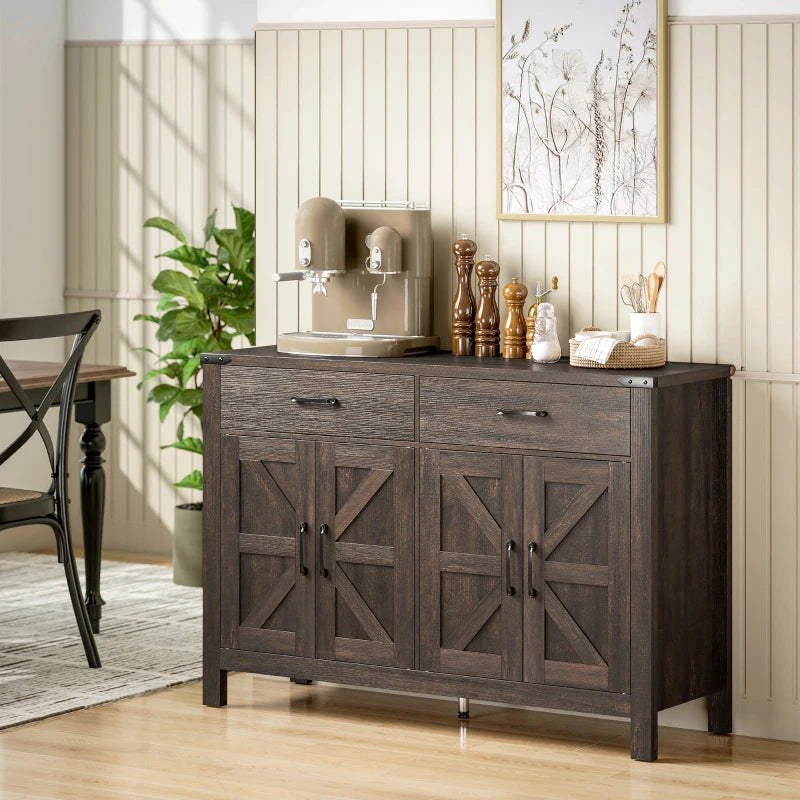 Sideboard Buffet Cabinet, Farmhouse Kitchen Storage Cabinet with 2 Drawers and Shelves for Living Room, Entryway
