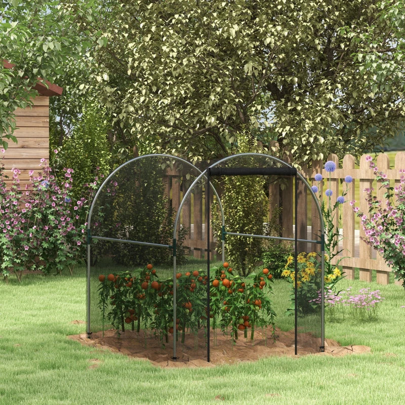 4.9' x 3.9' Crop Cage with Zipper Roll-Up Door, Mesh Plant Protection Tent from Animals with Galvanised Steel Frame