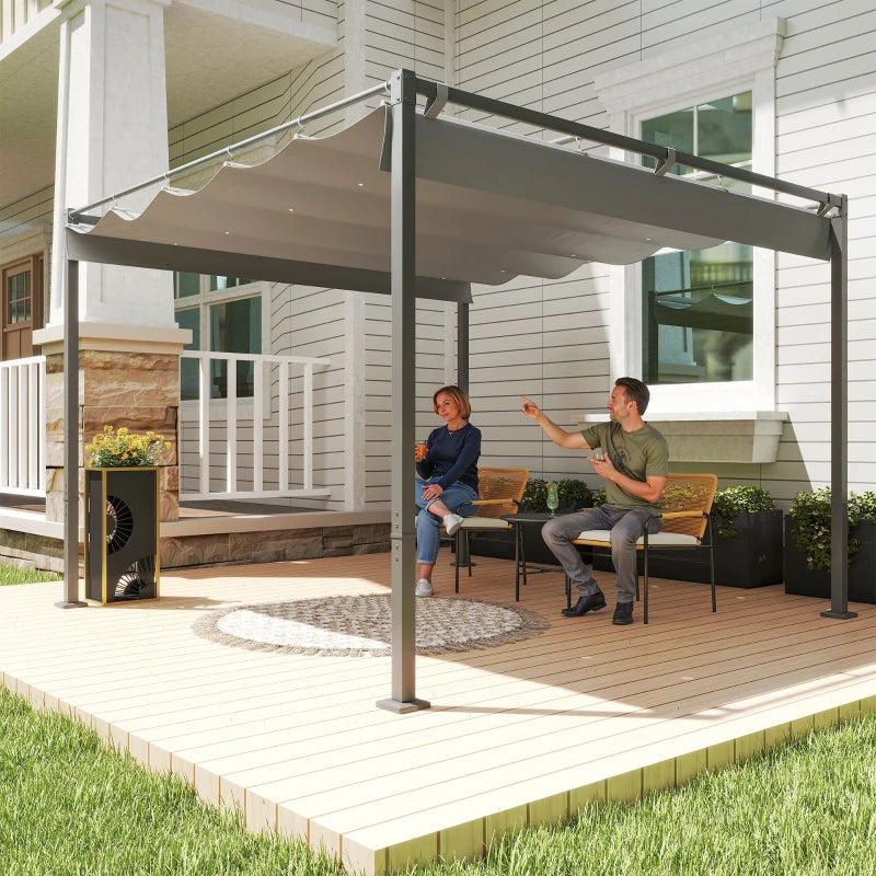 10' x 10' Outdoor Gazebo, Retractable Pergola Canopy with Magnetic Fixture, UPF30+ Metal Pergola Kit, Grey