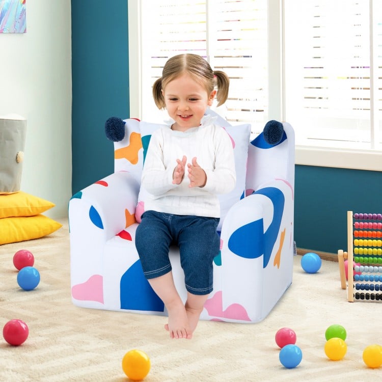 High-density Padding Kids Sofa with Armrest and Extra Pilow-Multicolor