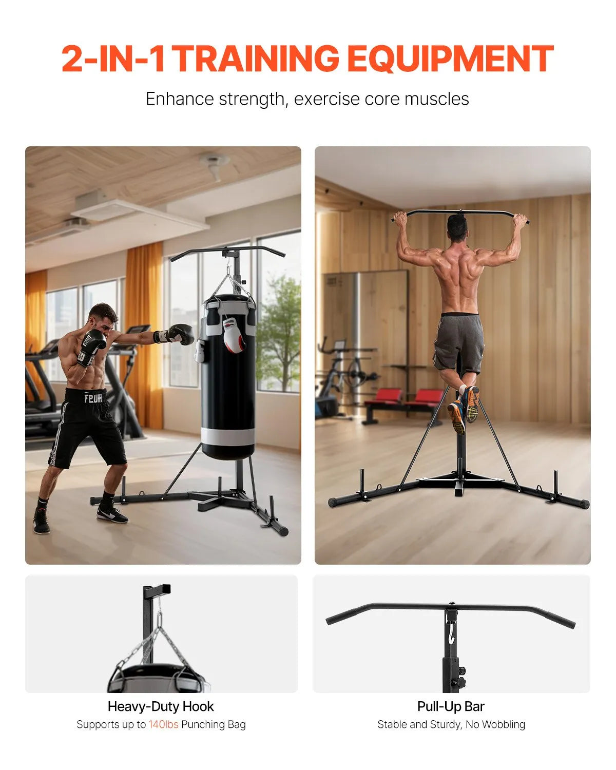 VEVOR 2 in 1 Heavy Duty Punching Bag Frame Boxing Punching Fitness Stand Steel