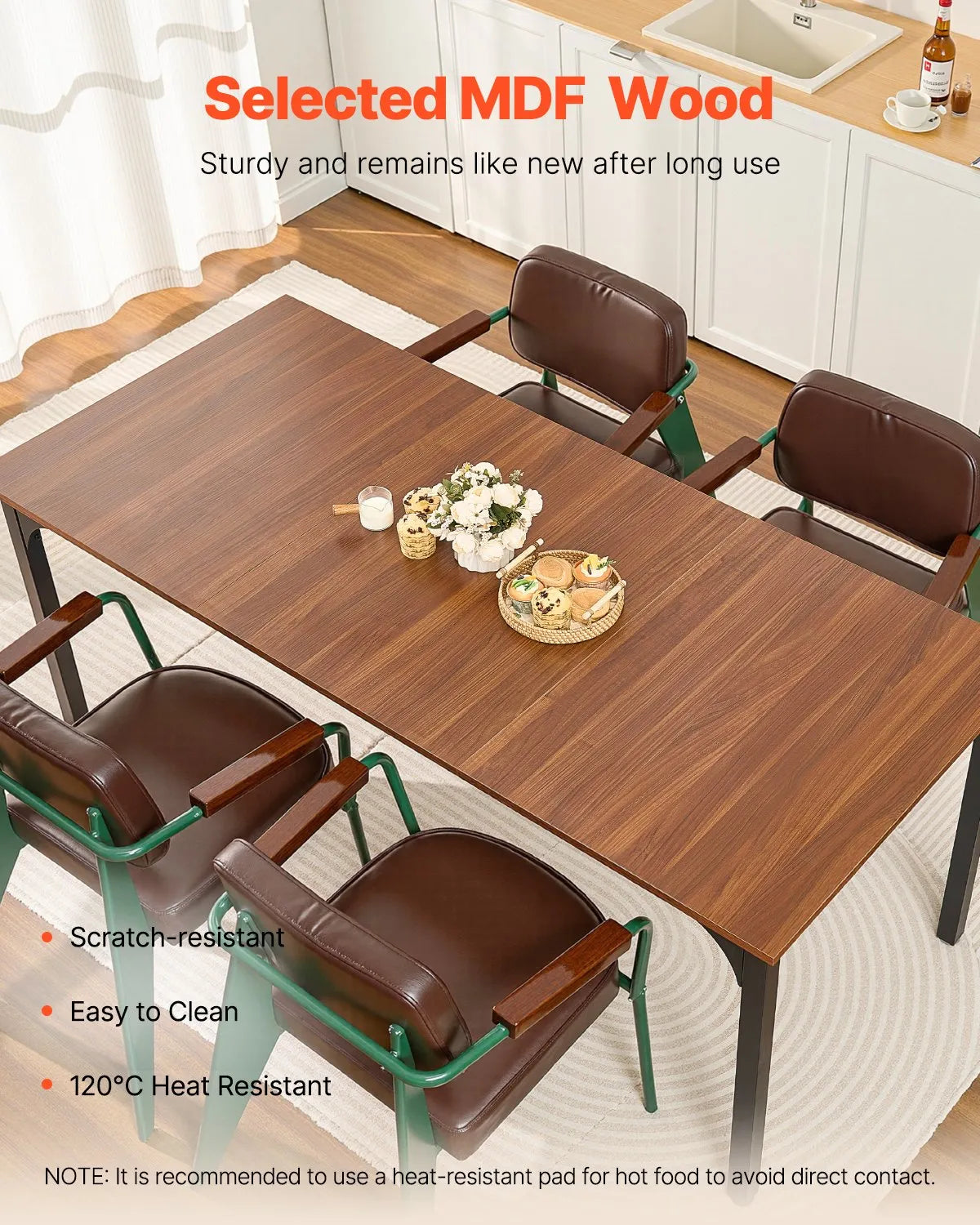 VEVOR 71in Rectangle Dining Table Wood Kitchen Table for 6-8 Person (Only Table)