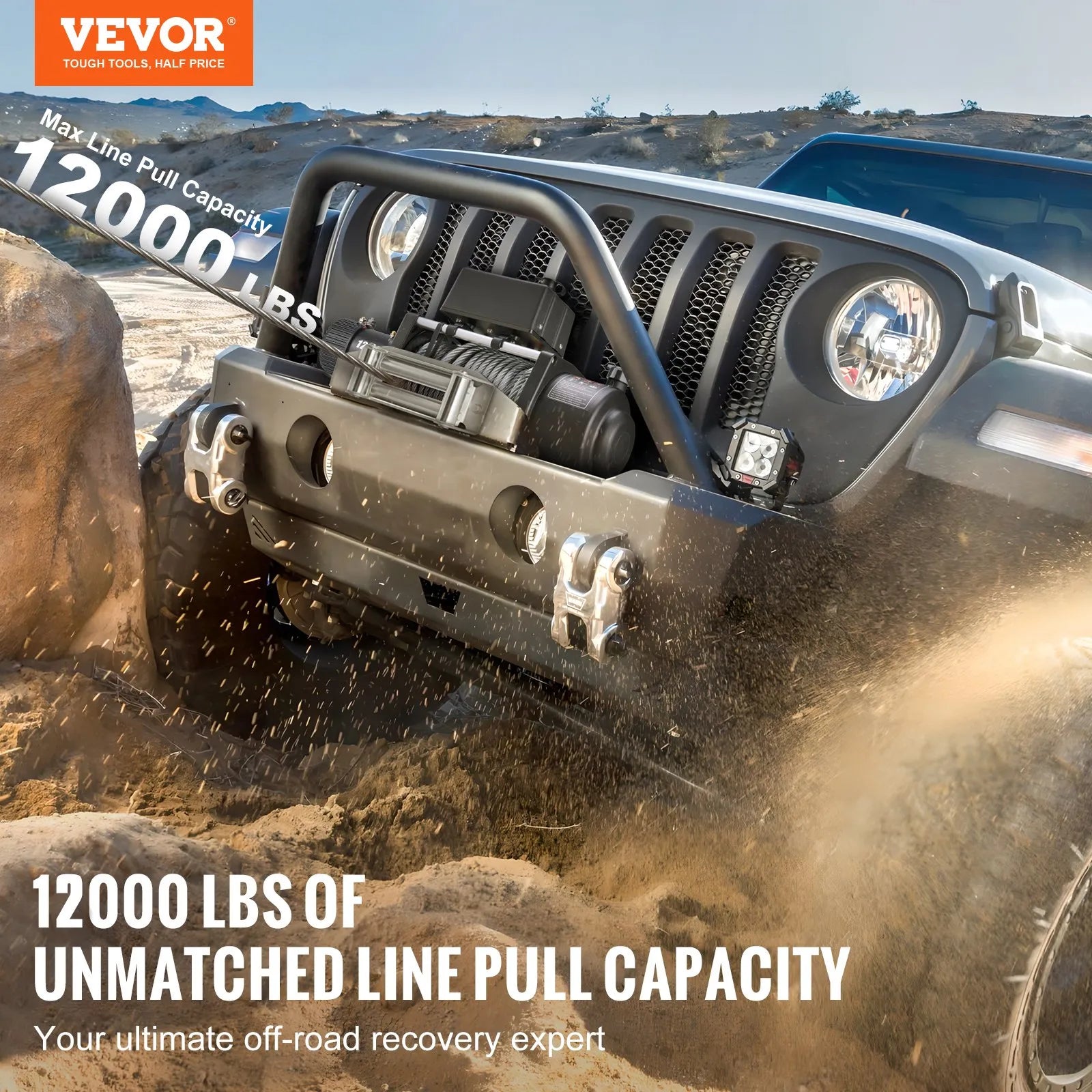 12000LBS Electric Winch 12V Steel Cable Off-road ATV UTV Truck Towing Trailer