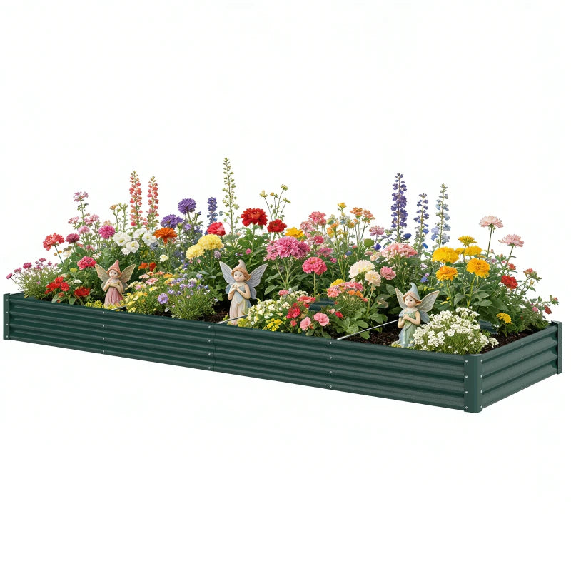 12 x 4 x 1ft Galvanized Raised Garden Bed, Reinforced Outdoor Planter Box with Open Bottom, Green