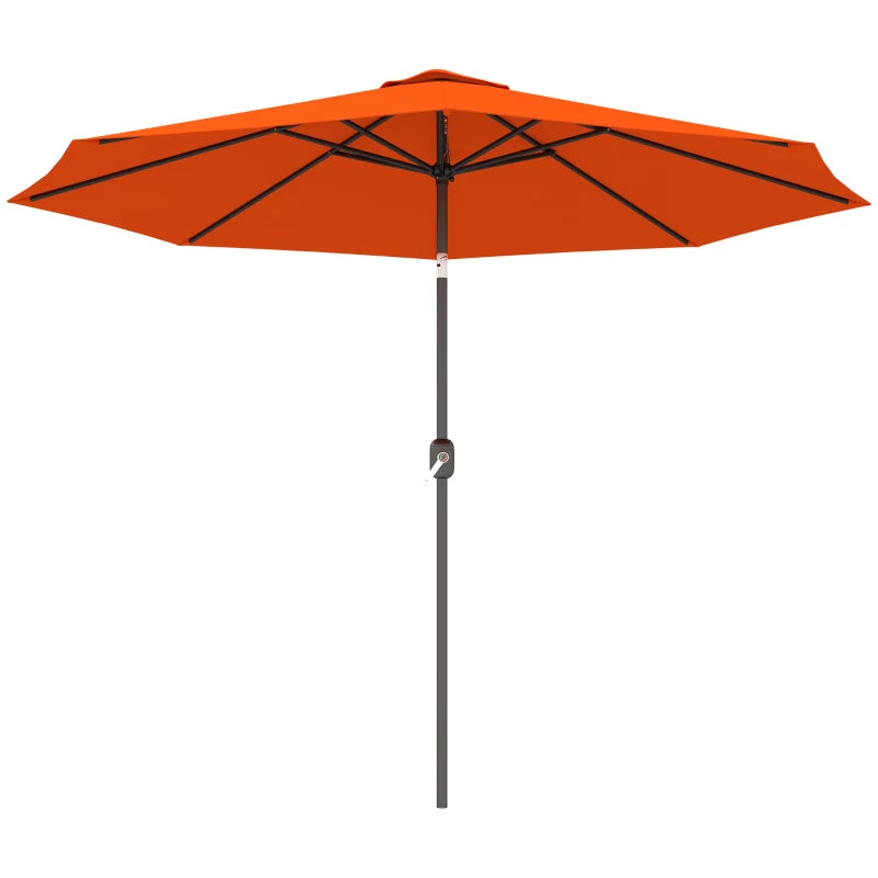 10' x 8' Round Market Umbrella, Patio Umbrella, Outdoor Parasol with Crank Handle, Tilt for Garden, Bench, Lawn, Orange