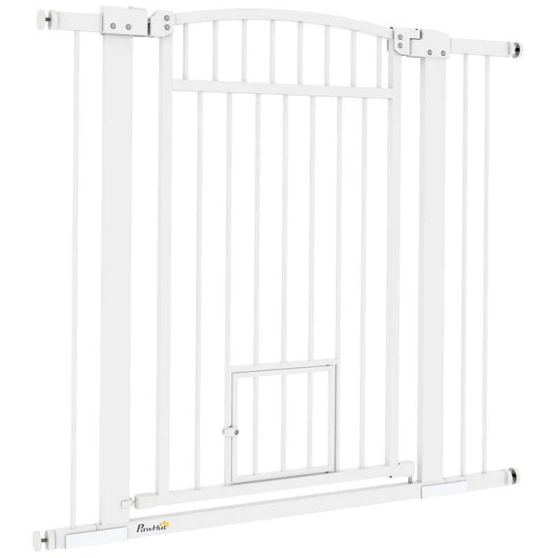 30"-41" Extra Wide Pet Gate with Small Door, 37" H Dog Gate with 3-Inch and 5.5-Inch Extension Kit