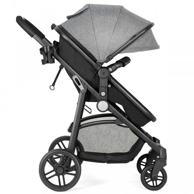 2 in 1 Foldable Pushchair Newborn Infant Baby Stroller-Gray